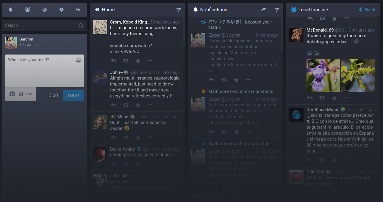 Screenshot of Mastodon on desktop
