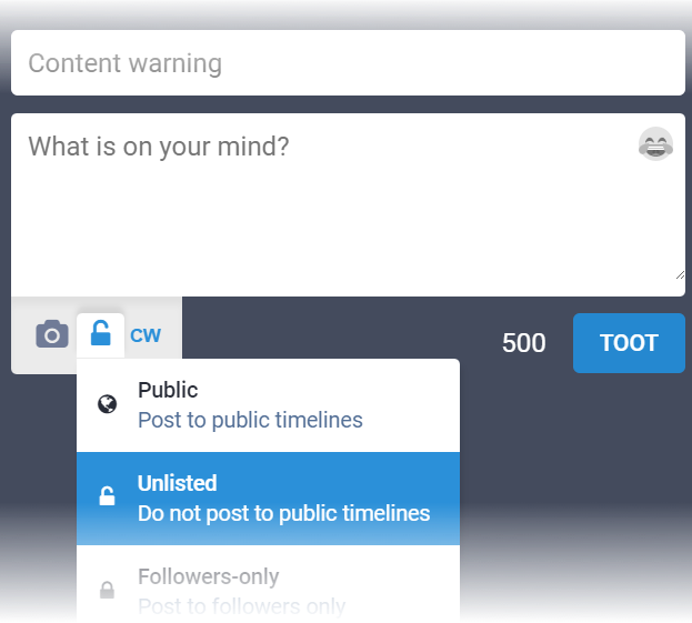 Screenshot of toot interface